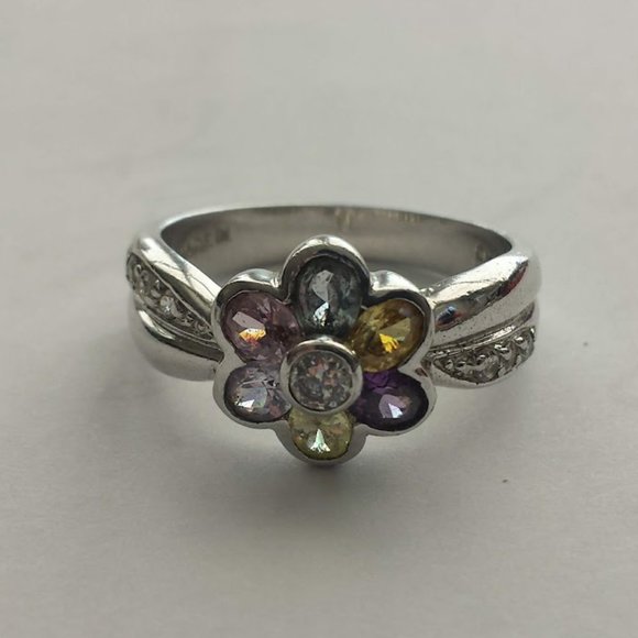 Rainbow 🌈 Gemstones 💎 in Sterling Silver 925 Multi Gemstone Ring - Picture 1 of 10